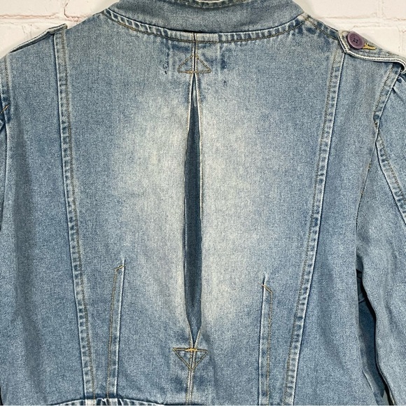 Vintage Steve Madden Jean Jacket Womens Size Large Faded Blue Buttons 90s - Picture 5 of 15